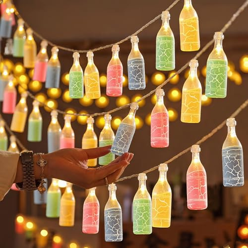 LED Lichterkette mit Flaschendesign,3M 20 LED Weinflaschen Lichterkette Batteriebetriebene,Leuchtende Weinflaschen,Batteriebetrieben für Karneval,Halloween,Außen & Innen,Deko Wohnzimmer,Schlafzimmer