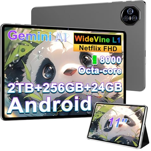 JVVQTB Tablet Android Octa Core 24GB RAM + 256GB ROM (1TB TF) tablets 11 Inch | 5G + 2.4G WiFi | GPS| FHD | 8000mAh | Bluetooth 5.0 | 8MP + 5MP | Type C, Facial Recognition-Dark Gray