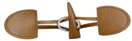 Whakano 2 Paar PU Leder Knebelknöpfe 17cm x 4cm,Knebelverschlüsse,Ersatz Knöpfe zum Nähen und Basteln von Dekorationen,Horn Knopf für DIY Nähen Pullover Kleidung Mäntel Geschenk Deko,Kaffee