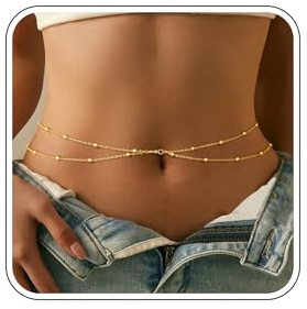 ZOERAY 2 Pcs Catena a Pancia in Paillettes per Donna Cintura Oro 18K Body Belly Chain a Strati Waist Beads Spiaggia Collana Estate con Serpente Regolagile Bikini Corpo Gioiello per Donna Ragazze