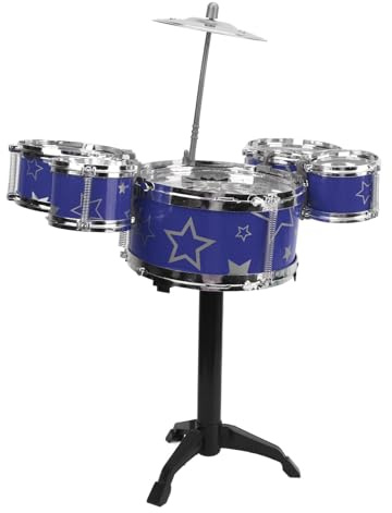 HERCHR Kleinkind Jazz Drum Kit, Mini Desktop kleine Neuartige Spielzeug Mini Kids Finger Drum Set Familienausbildung Handauge Koordination für Mädchen Jungen Kindergarten (Blau)