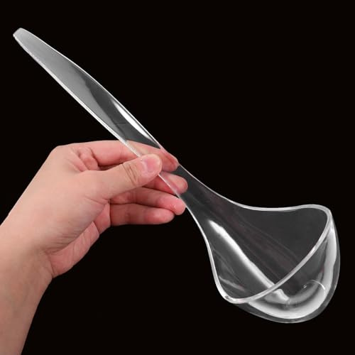 BESPORTBLE Mestolo da Zuppa Trasparente con Manico Lungo, Funzione di Misurazione, Cucchiaio da Cucina in Plastica per Servire E Porzionare, 13 Pollici