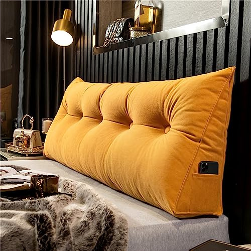 Almohada de lectura grande de 180 x 50 x 20 cm, cojín triangular en forma de cuña para soporte lumbar, funda extraíble, almohada de descanso suave para cabecera para un cómodo soporte de espalda