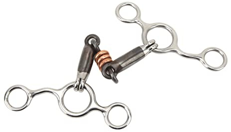 Haofy Anneau de Bâillon pour Cheval 145 Mm en Acier Inoxydable avec Embout en Laiton – Filet articulé à Deux Anneaux pour l'entraînement du Cheval, l'équitation Stable et Quotidienne
