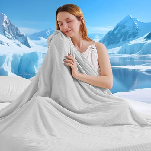 Marchpower Arc-Chill 3.0 Cooling Blanket, Q-Max 0.5, 150x200cm, Grey | Dual-Sided Summer Blankets for Hot Sleepers, Breathable Chenille Cool Throw, ideal for night sweats
