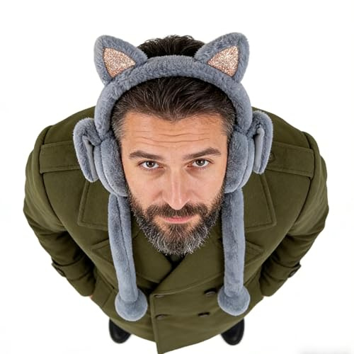 dzqad Cute Earmuffs | Warm Soft Plush Headband - With Moving Rabbit Ears for Girls - Winter Autumn Outdoor Sports Running Cycling Skiing
