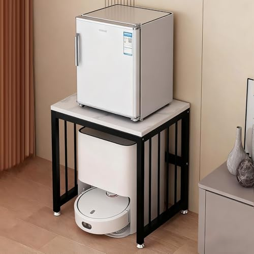 Mesa auxiliar de almacenamiento móvil con ruedas para microondas, mini nevera y aspiradora robot, diseño industrial para oficina, vestíbulo, guardería o sofá