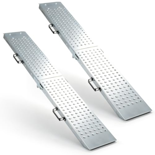 COSTWAY Auffahrrampe 2 Stück klappbar, Laderampe bis 400 kg belastbar | 180 cm Verladerampe aus Metall mit Griff, Auffahrschiene rutschfest für Motorrad, Fahrrad, Anhänger & Rasentraktor