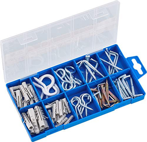 Connex Schraubhaken-Sortiment 78-teilig - Diverse Haken & Dübel im Set - Vorsortiert in praktischer Kunststoffbox - Geeignet für Aufhängungen aller Art / Haken-Set / Sortimentskasten / DP8500005