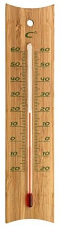 TFA Dostmann 12.1049 Thermomètre d'intérieur et d'extérieur en Bambou résistant aux intempéries pour l'intérieur ou l'extérieur 20 cm de Haut Marron 46 x 13 x 200 mm