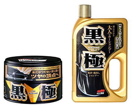 Soft99 Kiwami Extreme Gloss Shampoo Dark 750ml & Hard Wax Black 200gr. Set für dunkle Lacke