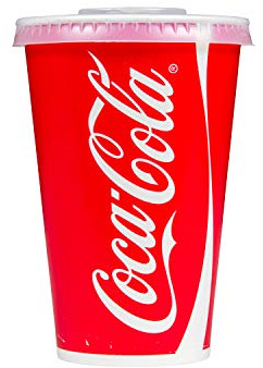 Thali Outlet - 500 x 16oz 400ml Coke Design Paper Cups & Slot Lids for Fast Food Restaurants Parties Events - Cold Drinks