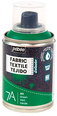 Pebeo - Fabric Paint Spray for Textiles 7A Spray - Natural and Synthetic Fabrics - Water-based - Solvent Free - Permanent Fabric Dye Machine - Washable - Spray Paint ,Green,100 ml (Pack of 1)