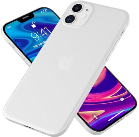 NALIA Extra Dünnes Hardcase kompatibel mit iPhone 12 Pro Hülle, Ultra-Slim Case Phone Cover Matte Leichte Handyhülle Schutzhülle, Thin Hardcover Smartphone Bumper Schutz, Farbe:Weiß