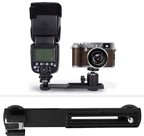 Akozon Dual Flash Bracket Verlängerung Bar , Flash Bracket Stativ Montage Kamera Licht Bracket mit 1/4 Zoll Schrauben und heißem Schuh für DSLR Kamera LED Licht Flash Licht Video Licht Stand
