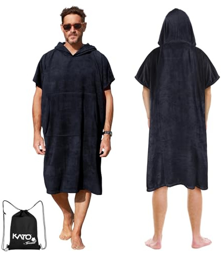 Kato Tirrinia Poncho de Surf de Plage avec Poche, néoprène Absorbant, avec Matelas à Langer, Serviette de Poncho, pour Le Surf, la Natation, pour Adultes, Hommes et Femmes