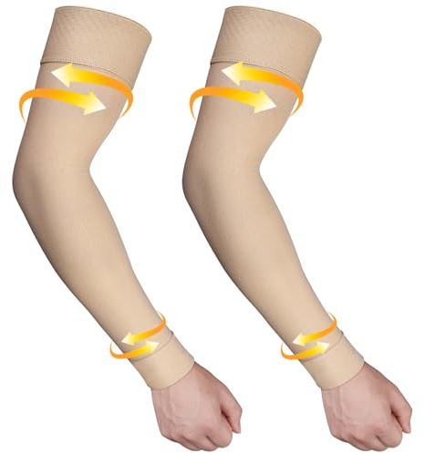 Ailaka Medizinische Kompressions Lymphödem Damen Herren, Kompression Arm 20-30 mmhg Kompressionsärmel mit Gepunktetem Silikonband, Armbandage für Krampfadern, Lymphödem, Arthritis, Tennisarm