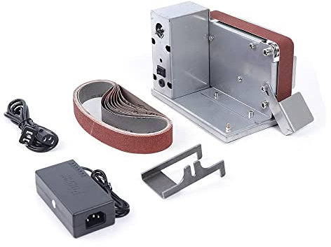 Elektrisk bandslipmaskin, minibandslipmaskin + slipband, tallriksslip för trä, metall, sten, gips, keramiska plattor och plast – för slipning, filning, slipning och avrostning
