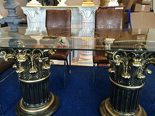 Bavary Bronzo Esstisch Glastisch, Säulentisch, Designertisch Wohnzimmertisch Kanzleitisch, Praxistisch 100% Handgefertigt Antik Stil Retro