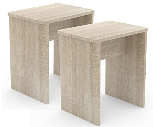 VCM 2er Set Holz Sitzhocker Würfel Fußablage Beistelltisch Esal