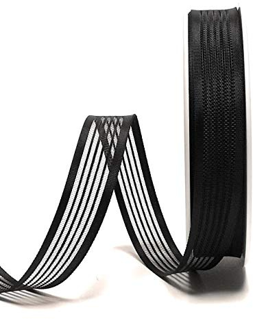 s.dekoda Trauerband 25m x 15mm Schwarz gestreift Dekoband Schleifenband Trauerschleife [6565]