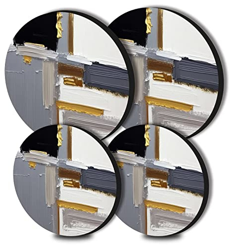 Abstract Style Round Metal Hob Covers 4-Piece Stove Plate Cooker Hob Covers for Electric Cookers Top Burner Gas Range Oven Protector Kitchen Tools Accessories Modern Cooktop Kitchen Decor
