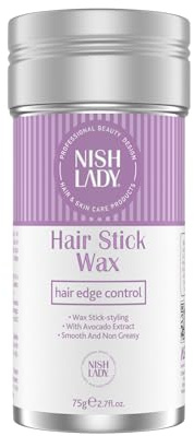 Nishlady Hair Stick Wax - Hochwirksames Haarstyling für präzise Kantenkontrolle, mit pflegendem Avocadoextrakt, glanzvolles und nicht fettendes Finish - 75 g