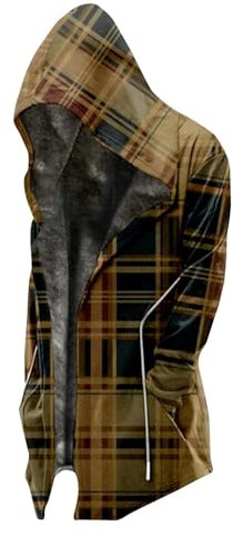 Puffer Jacke Herren Leichte Regenjacke Herren Ubergangs Jacke Herren Kaputzensweatjacke Männer Kariertes Druck Halloween Mantel Mit Reißverschluss Große Größen Winter Mantel Gothic Mantel (Marine, L)