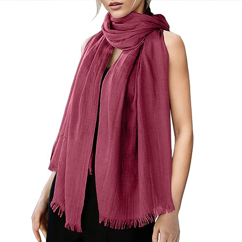 Damen-Schal, leicht, groß, lang, Gaze, Sommer-Schal, Leinen, Strandtuch, einfarbig Elegant