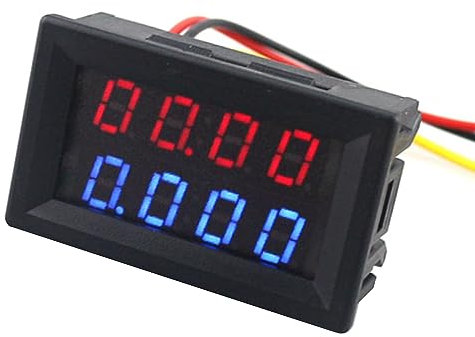 Risegun Amperímetro Voltímetro Digital, CC 0-200 V 10 A LED Voltímetro Amperímetro, probador de medidor de corriente de voltaje con pantalla LED de 4 dígitos, Multímetro 2 en 1