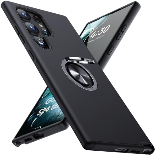 KOVASIA for Samsung Galaxy S24 Ultra Case with Stand, Slim Fit Shockproof Case - Support Magnetic Car Mount, Full Body Protective Phone Case for Galaxy S24 Ultra, Black