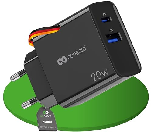 conecto USB C-laddare, 2-port multi-vägs adapter, strömförsörjning 20 watt snabbladdare kompatibel med Apple iPhone 15, Samsung, surfplatta, bärbar dator UVM, PD QC Charger, svart
