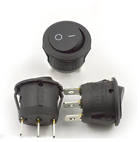 Interrupteur à bascule 10 pièces-30 pièces interrupteur de bateau rond 3 pieds deux interrupteur d'alimentation interrupteur à bascule unipolaire KCD1-201/3P diamètre 23MM ouverture 20mm 6A 250V ( Col