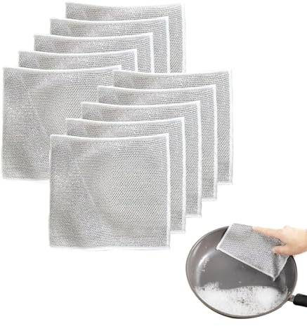 ZNDFTW 10 Pcs Wire Dishwashing Rags, Non Scratch Wire Dishcloth, Wire Cleaning Cloths, Non-Scratch Wire Cleaning Cloths Reusable Kitchen Cleaning Wire Dish Towels Dish Cloths for Home Kitchen