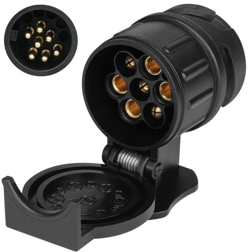 URAQT Anhänger Adapter, 13 auf 7 polig Adapter Stecker 13 poliger Anhängerstecker 12V Wasserdicht Anhängerstecker 13 polige Steckverbindung Auto Steckdose für Wohnwagen PKW Adapter Stecker TM3033