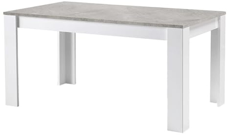 AltoBuy Denae - Table Rectangulaire 160x90cm Laquée Blanc Brillant et Gris Marbré