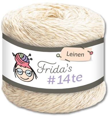 Frida's Wollhaus Frida's 100 g #14te Leinen Sommergarn Häkeln Stricken Wolle Garn 40 Farben (7302 | Creme)