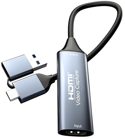 Hsupez Tarjeta de grabación de vídeo 2 en 1, USB 3.0 HDMI a USB tipo C, 4K 1080P, gris, Windows, Mac, Linux, PS5/4, XBOX, DSLR, videocámara, smartphone
