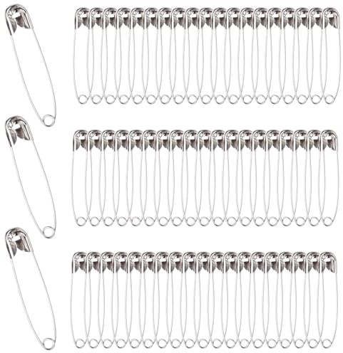 OWLMATE 60 Stück Sicherheitsnadeln Groß, Safety Pins für Kleidung, Gebogene Sicherheitsnadeln, Basteln Nähen Säumen Craft, Rostbeständig