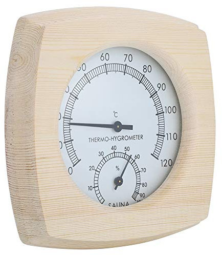 Fdit Termoigrometro per Sauna in Legno per la Visualizzazione della Temperatura e 'umidità in Saune, Bagni e Piscine. Accessori Ecologici