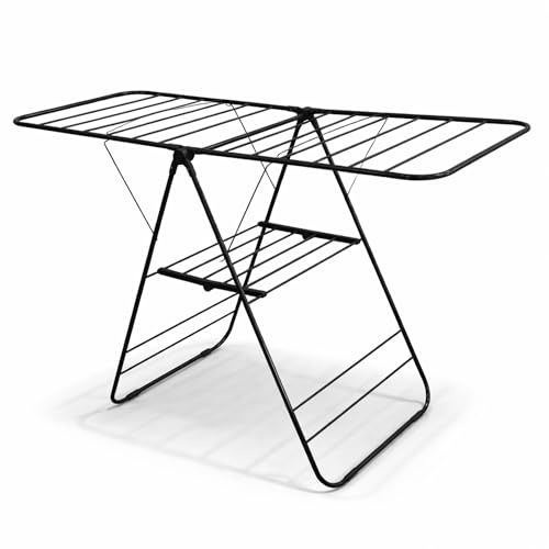 Vonia Séchoir à Linge Intérieur, Étendoir à Linge Pliable et Compact – Séchoir à Linge Noir pour Maison ou Appartement