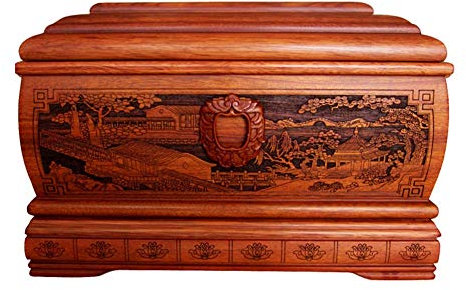 Feuerbestattungsurne für Asche. Schatulle aus massivem Holz, Exquisite geprägte Dekoration, zur Aufbewahrung menschlicher Asche, perfektes Erinnerungsgeschenk Interesting Life