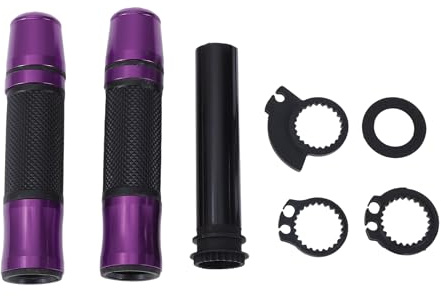Partuto 7/8 22mm 15/16 24mm Motorcycle Hand Grips Cover Kit Non Slip Aluminum Alloy Rubber Handlebar Grips Black Purple 1 Set Rhombus Pattern