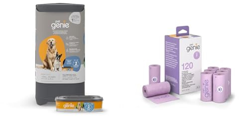 Pet Genie Poubelle à déjection Canines sans odeurs pour Chien, Chiot et Animaux familiers - 1 Recharge - 2 Mois pour Un Chien et Sacs à crottes (8 unités)