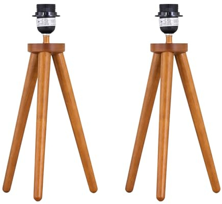 firstchoicelighting Set of 2 Voyage - Dark Oak Wooden Tripod Lamp Bases