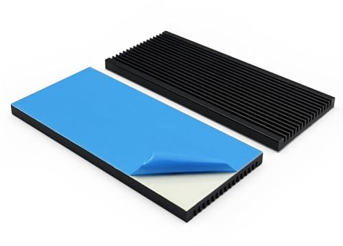 2Pcs 100 x 45 x 5mm Heatsink Aluminum Thin Heat Sink with Thermal Conductive Adhesive Tape Cooling Fin for Cooler Electronics CPU Led Black