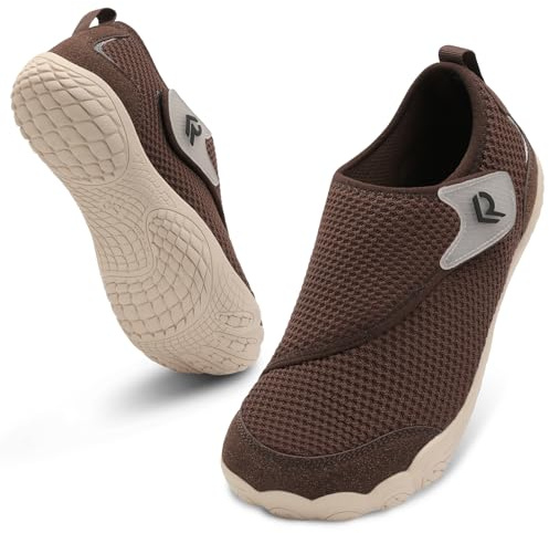 relxfeet Diabetic Shoes for Women Men Adjustable Wide Barefoot Zero Drop Shoes Minimalist Slip On Walking Sneakers Non Slip Sole for Edema Swollen Feet (Dark Brown, 45)