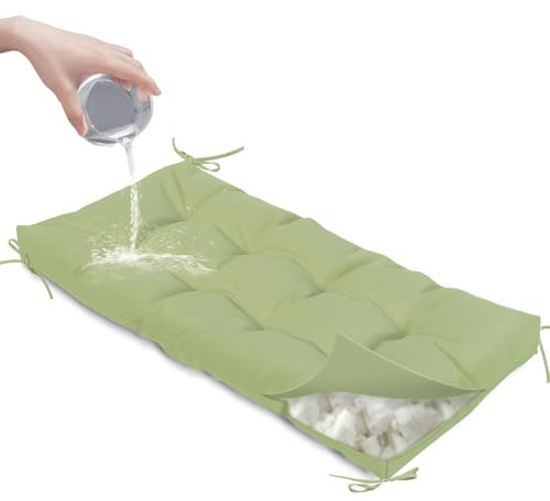 HJZPWB 8 cm de Grosor Cojin Banco Impermeable Cojines Para Banco Antideslizante Cojin Para Banco Cojin Para Banco Exterior Colchoneta Tumbona Exterior Cojin Tumbona Exterior ,Light green,150*60*8cm