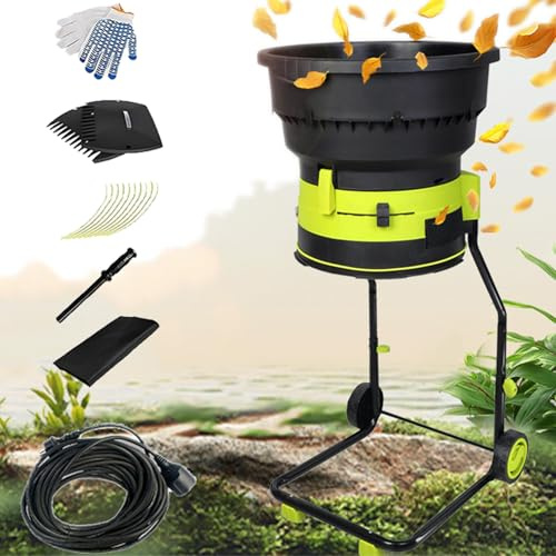SHENGSHIYU Trituradora Eléctrica de Hojas 2500 W con Ruedas,Potencia 2500w,Diámetro de Tolva 54cm,Relación de Trituración 17:1,Trituradora de Compost para Triturar Hojas Secas Powercord×50m