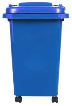 Recycling Wheelie Bin Dustbin Rubbish Waste Trash Kitchen Home Office 30L 50L | Indoor Outdoor Rubbish Waste with Wheels | Recycling Food Dustbin Outdoor Wheelie Bin Green/Red (Blue, 30L)